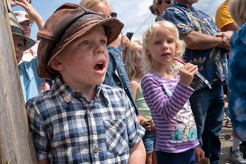 Kids out during the mayoral election festival in Dorset, Minnesota
