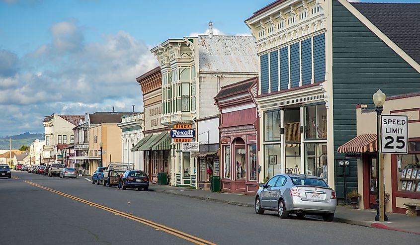 The main street of the Victorian village of Ferndale. 