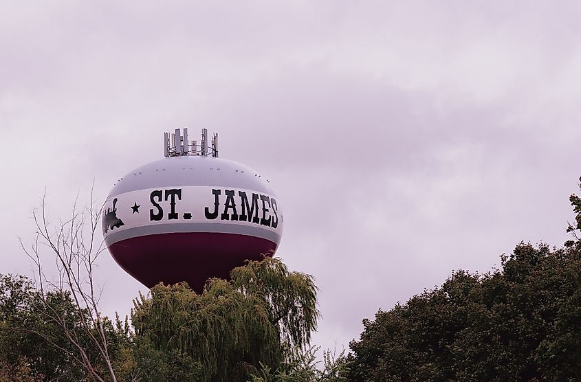Water tower in Saint James, Minnesota.