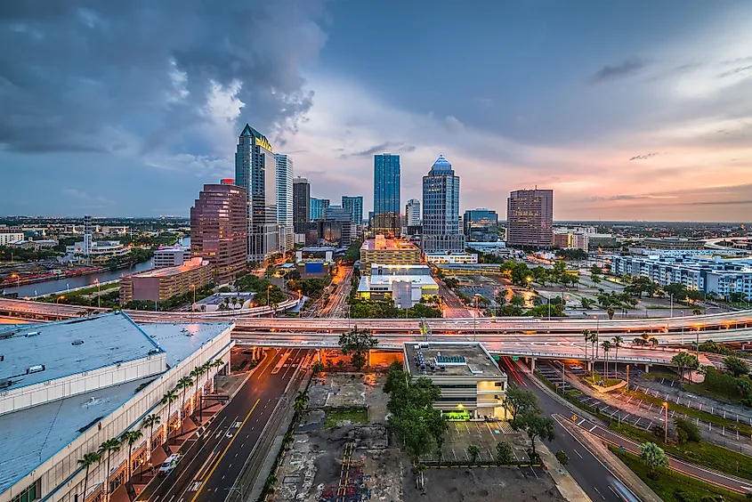 The waterfront skyline of Tampa, Florida.