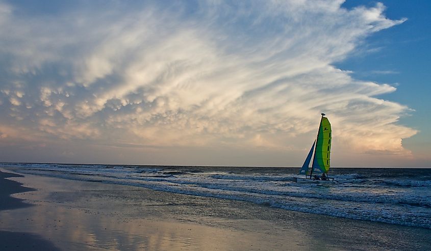 Sailboat in the water at Cape San Blas Beach, Florida