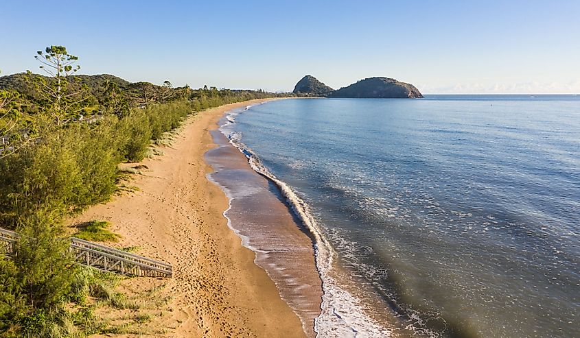 View of Kemp beach towards Rosslyn Bay near Yeppoon on the Capricorn Coast in Queensland Australia