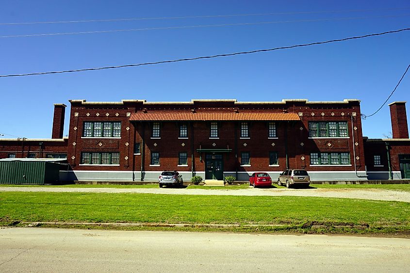 The exterior of the Frisco Depot Museum in Hugo, Oklahoma