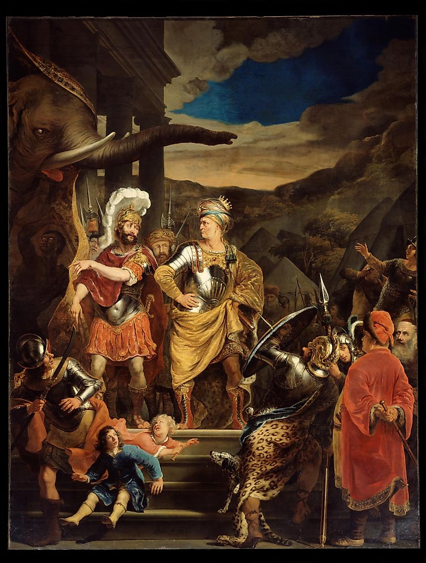 Gaius Fabricius Luscinus negotiating with Pyrrhus after the Battle of Heraclea. In Wikipedia. https://en.wikipedia.org/wiki/Battle_of_Heraclea By Ferdinand Bol (1616 - 1680) – Artist (Dutch)Details on Google Art Project - uwHXeGKYO5nzjQ at Google Cultural Institute maximum zoom level, Public Domain, https://commons.wikimedia.org/w/index.php?curid=21998653