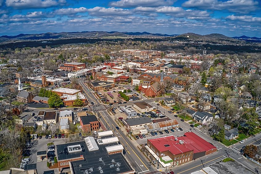 Aerial View of Franklin, Tennessee during Spring