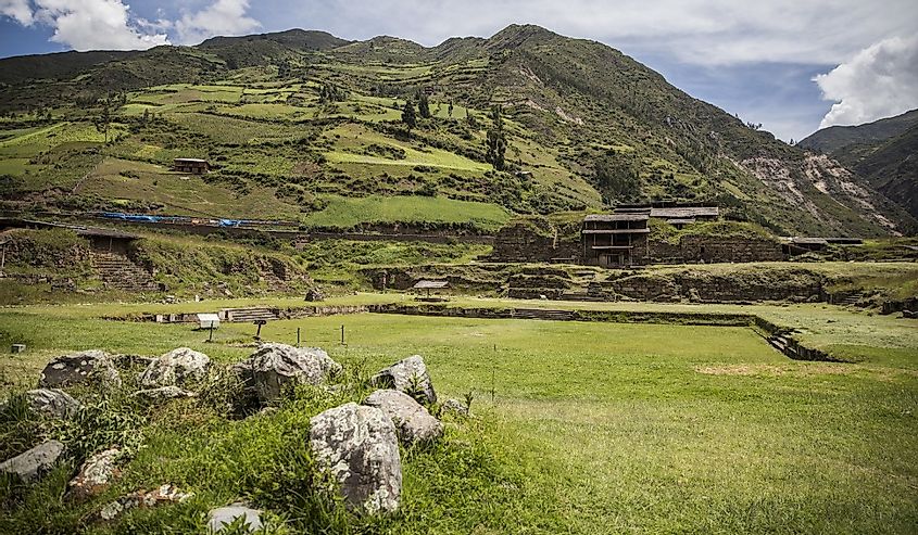 Scenic view of Chavín de Huantar in Peru in the daylight