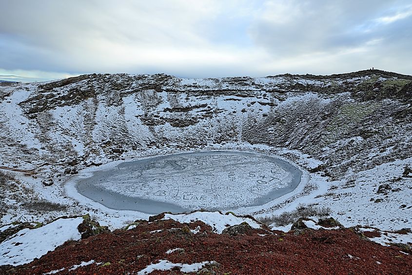 Kerið Crater, a volcanic crater in the Golden Circle of Iceland