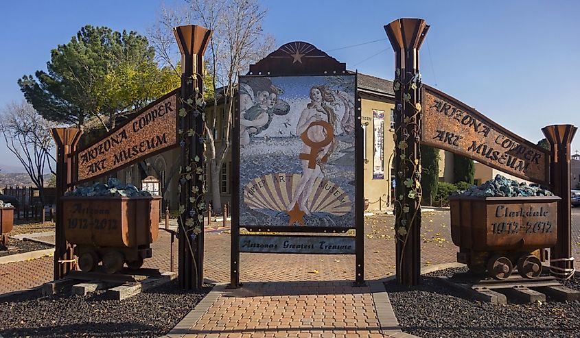 Historic Copper Art Museum Building Entrance Exterior in Clarkdale Arizona