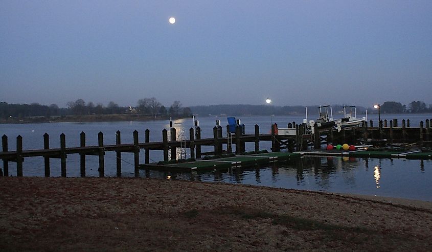 Waterfront at night in St Mary’s City, Maryland