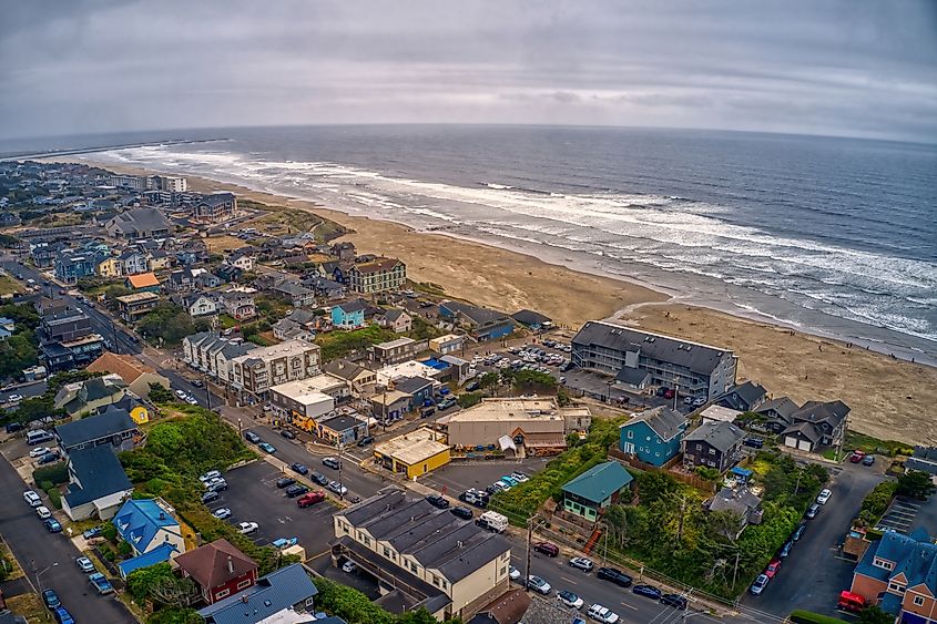 Aerial View of Newport, Oregon, during Summer.