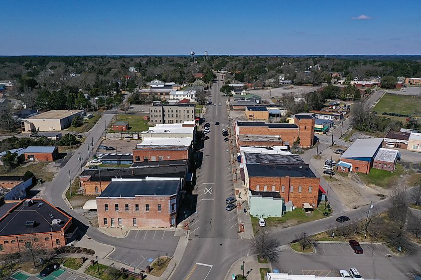 Aerial view of Hamlet, North Carolina.