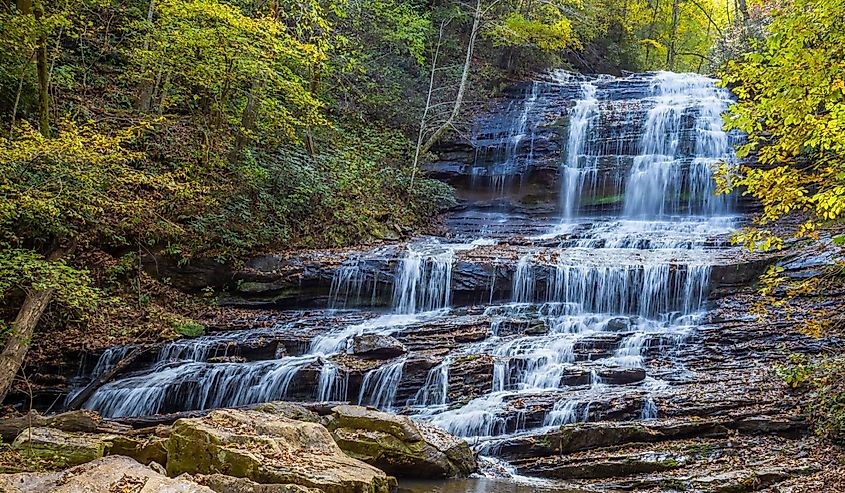 Waterfalls at Pearsons Waterfall and Glen off NC Hwy. 176, between the towns of Tryon and Saluda