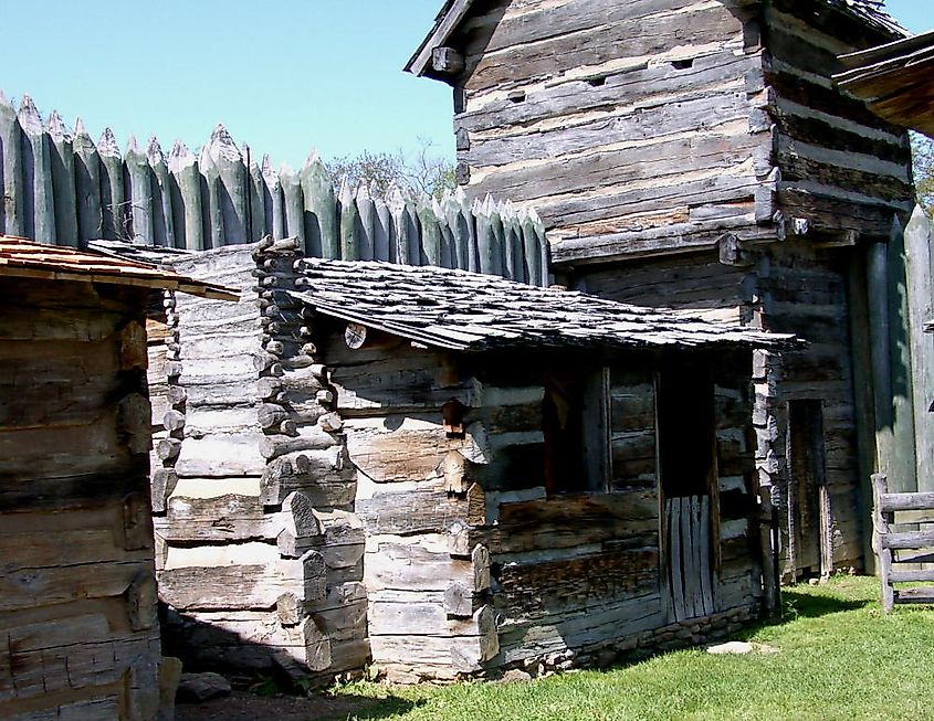 The reconstructed Prickett's Fort in Marion County, West Virginia.