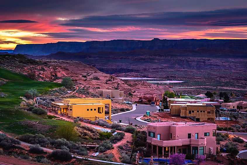 Overlooking Page, Arizona, at dusk.