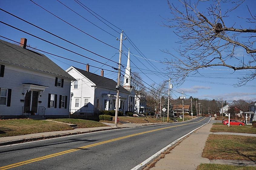 The quaint town of Harrisville, Rhode Island.