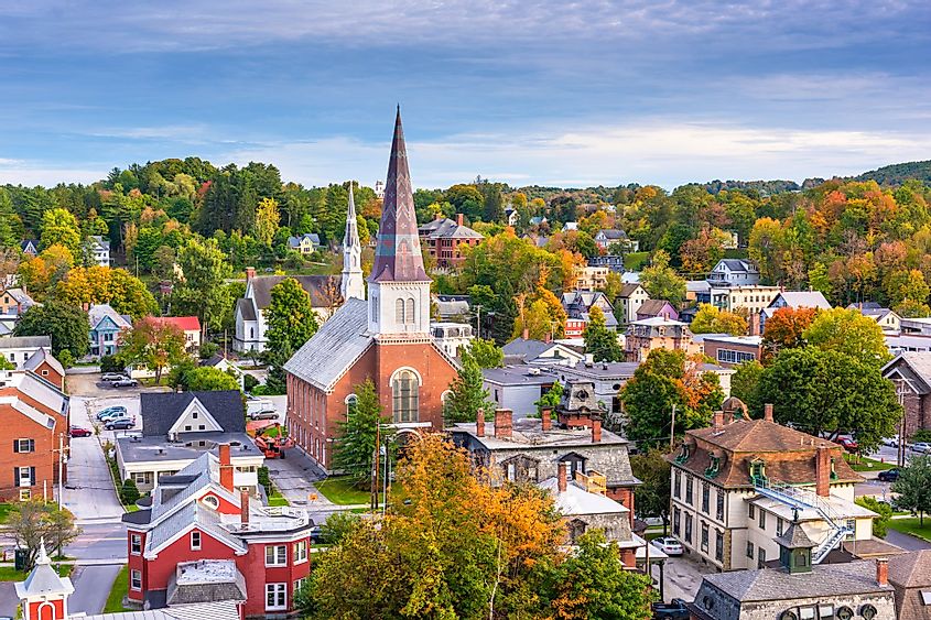Aerial view of the city of Montpelier, Vermont