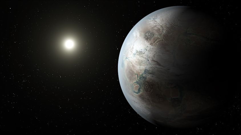 Artist’s concept of Kepler-452b, a potentially habitable exoplanet orbiting a Sun-like star