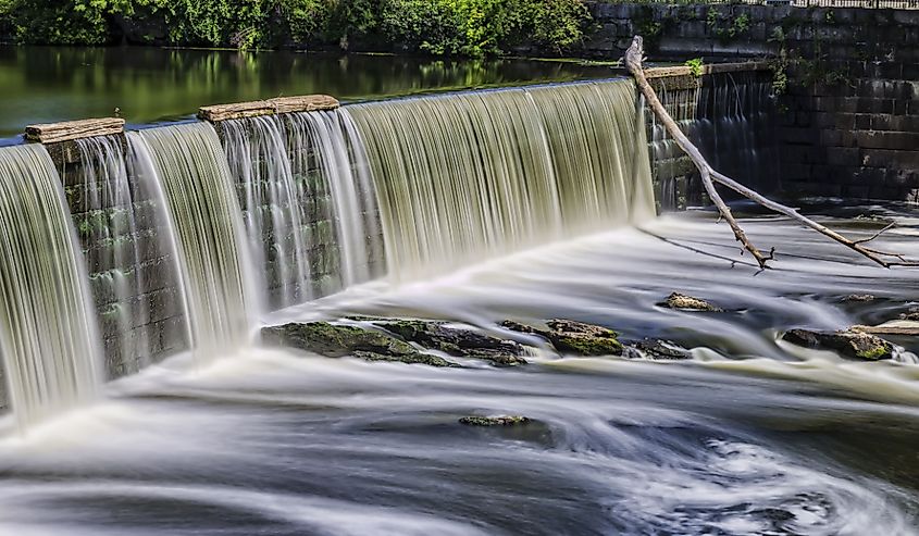 Water Fall along the Blackstone River in Rhode Island