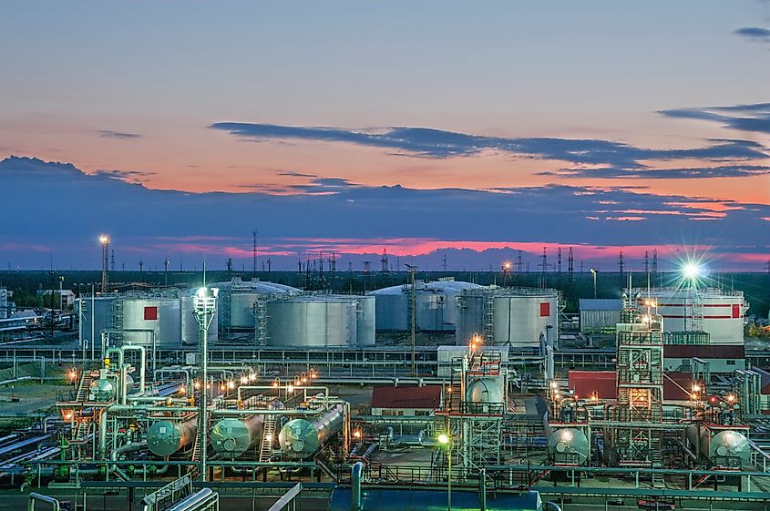 Industrial equipment at an oil refinery station