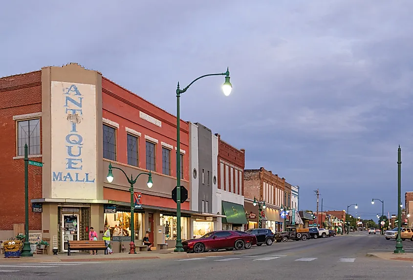 Downtown street in Claremore, Oklahoma