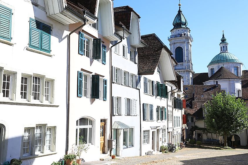 Historic downtown in Solothurn, Switzerland.