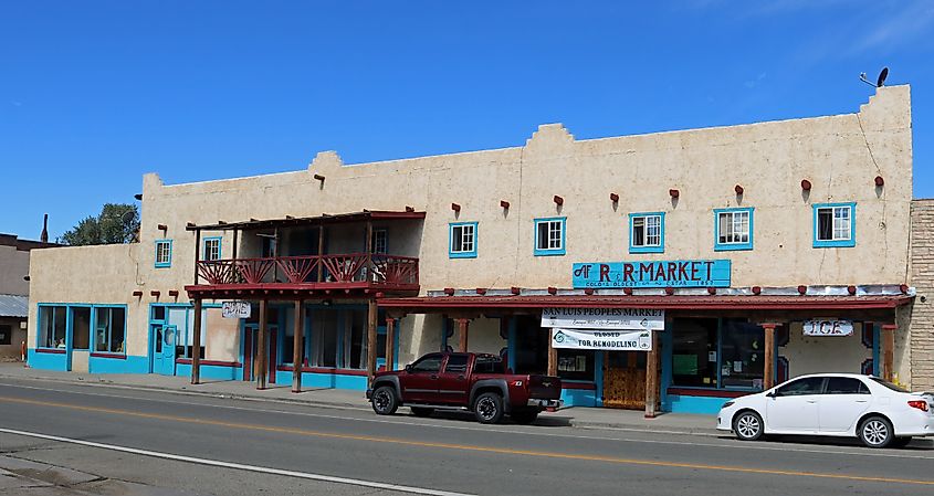 The San Luis People's Market, located at 319 Main Street in San Luis, Colorado. The market's earlier name was R&R Market.