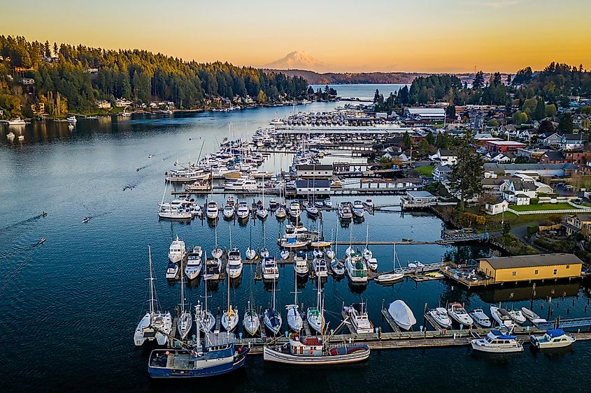 Aerial view of Gig Harbor in Washington.