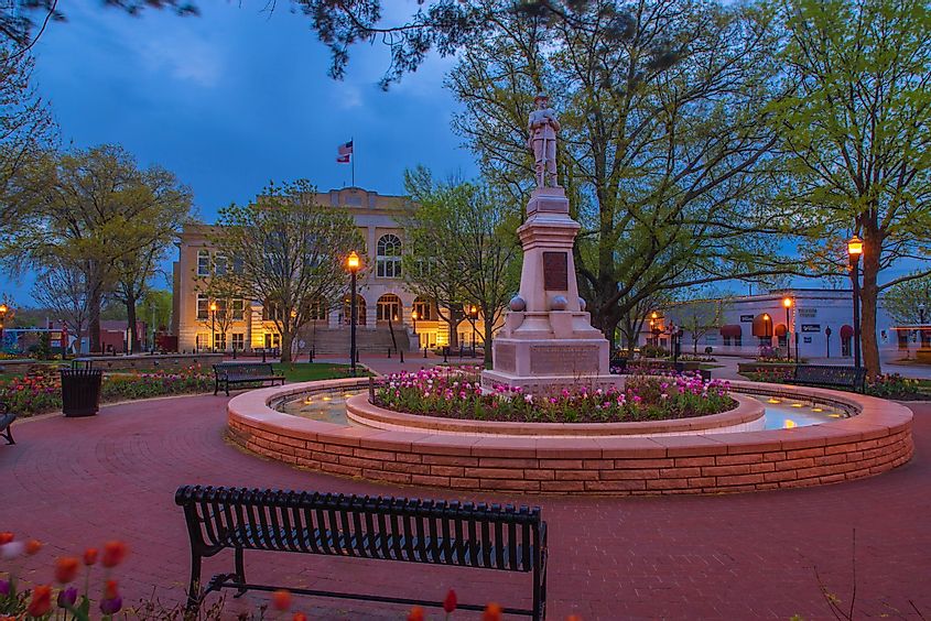 Civil war memorial statue in Bentonville, Arkansas.