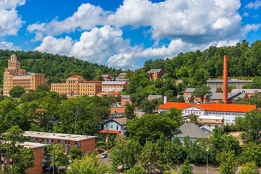 The townscape of Hot Springs, Arkansas.