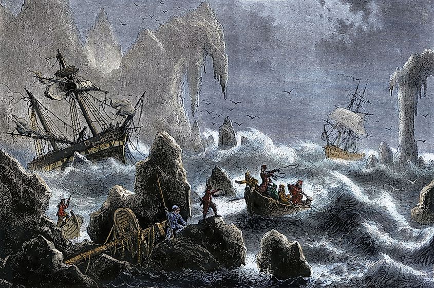 Vitus Bering's expedition being wrecked on the Aleutian Islands in 1741.