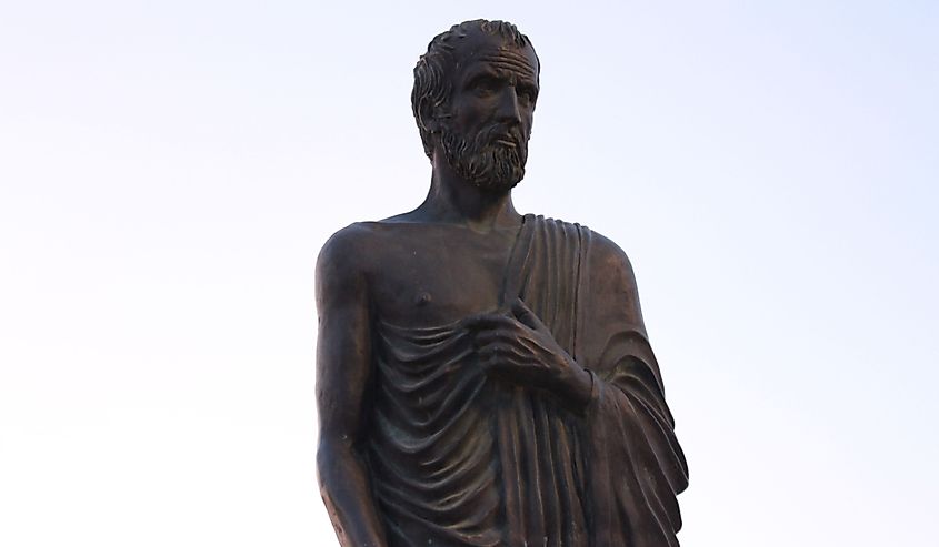 Monument depicting the ancient Greek philosopher and scientist Zeno.
