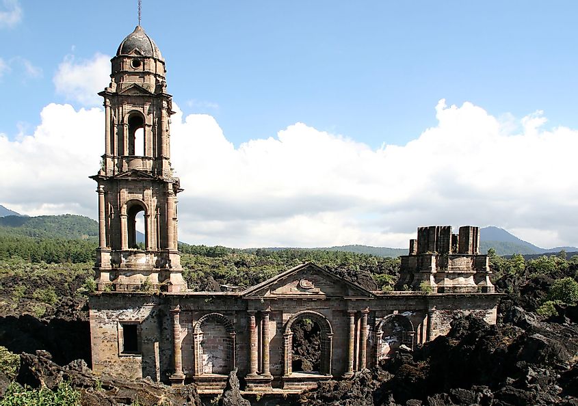 San Juan church buried by Paricutin lava flow