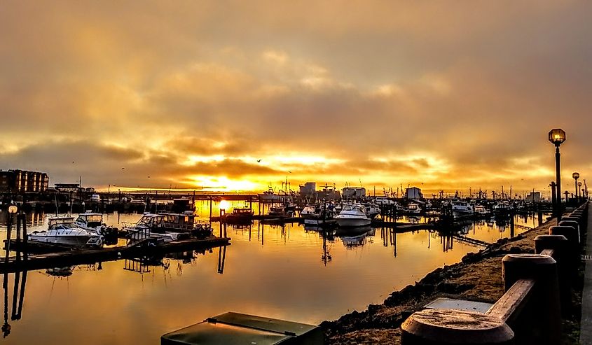 Beautiful sunrise at the Marina Westport Washington