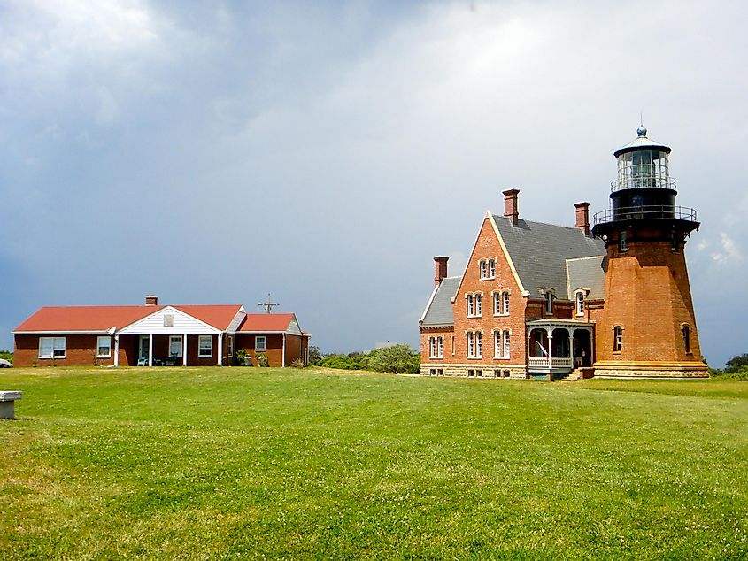 View of the South East Lighthouse in New Shoreham, Rhode Island.