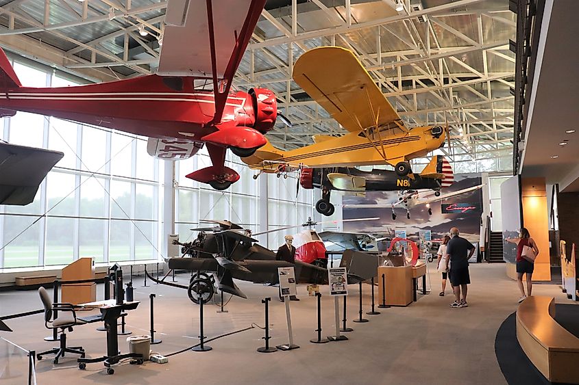 Airplanes hanging at College Park Aviation Museum.