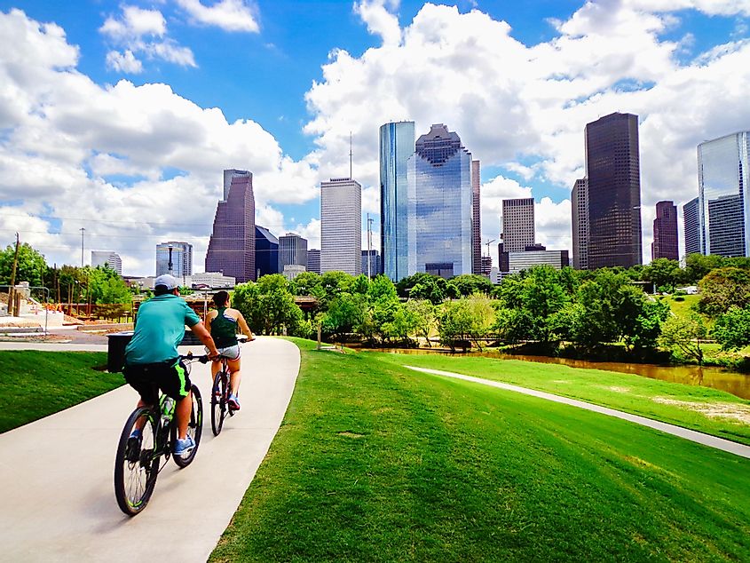 People biking in Houston Park