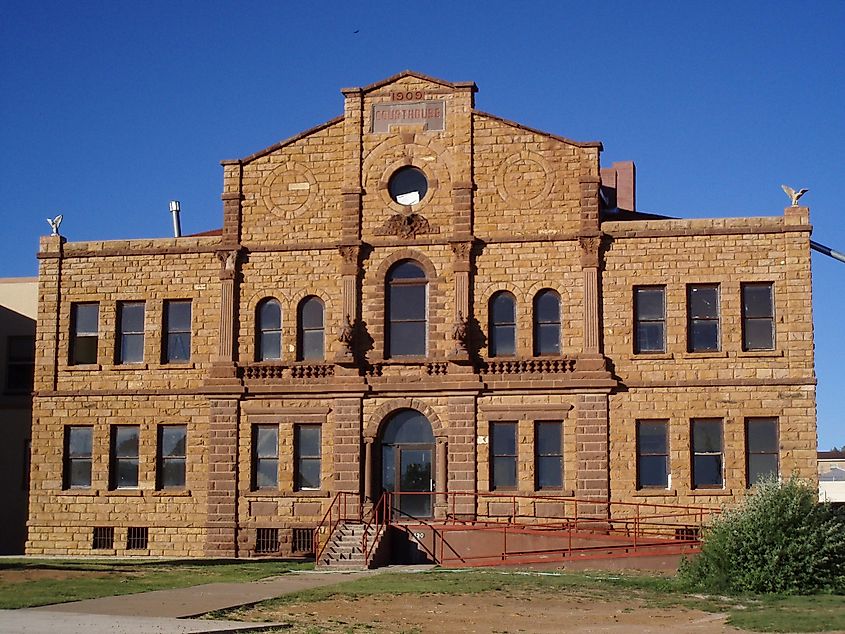 The historic Guadalupe County courthouse in Santa Rosa