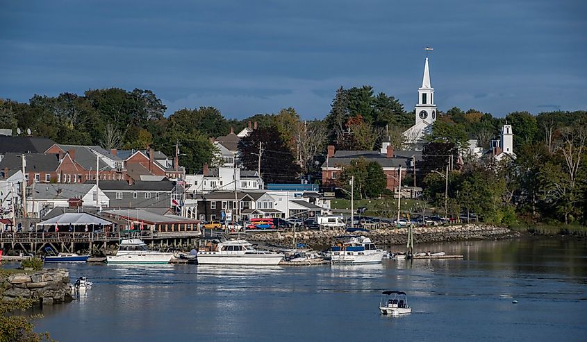 Damariscotta, Maine harbor Mid Coast Maine.