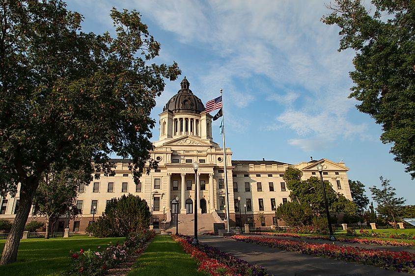 The South Dakota State Capitol building in Pierre, South Dakota.