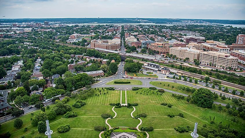 View from the Masonic Temple in Alexandria of Old Town and King Street Alexandria Virginia