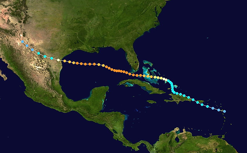 Map Plotting the Storm's Track and Intensity