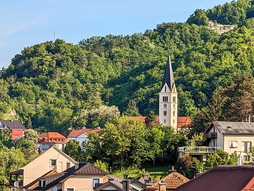 Beautiful hillside cityscape, St Nicholas Parish Church in Krapina, Croatia.. Via Shutterstock / Karlo Curis