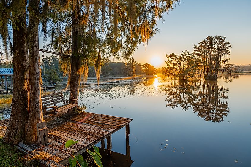 Scenic Photo of Gantt Lake in Alabama at Sunrise.