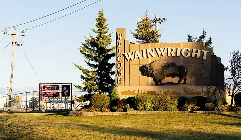 Sign coming into Wainwright, Alberta.