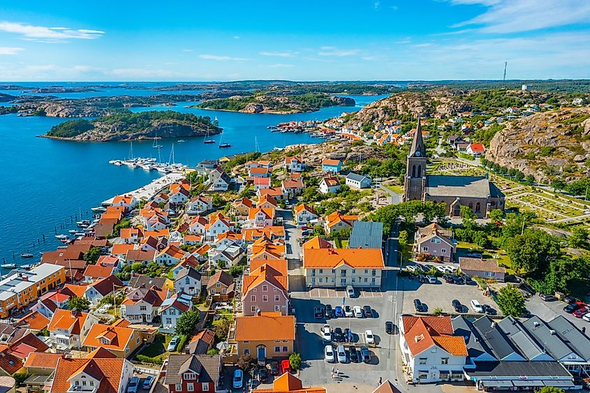 Aerial view of Fjällbacka, Sweden.