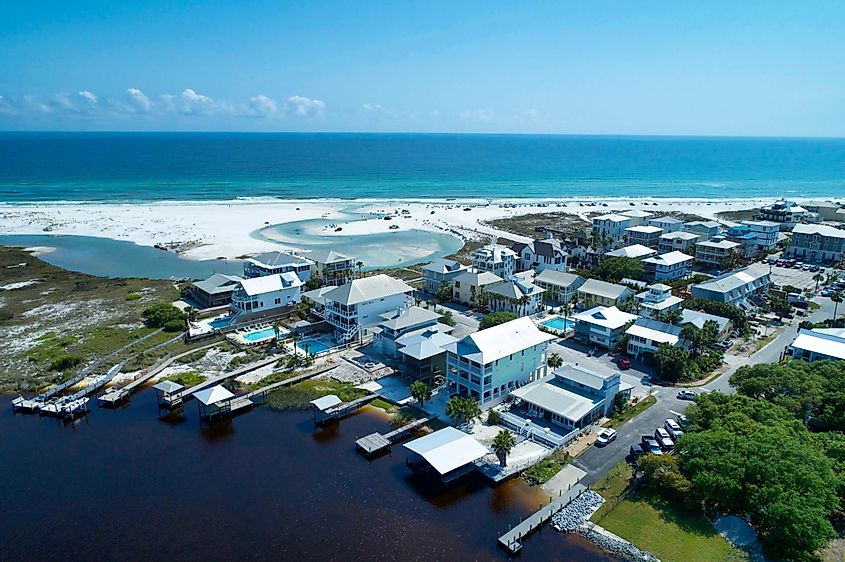 Aerial close-up of Grayton Beach Florida