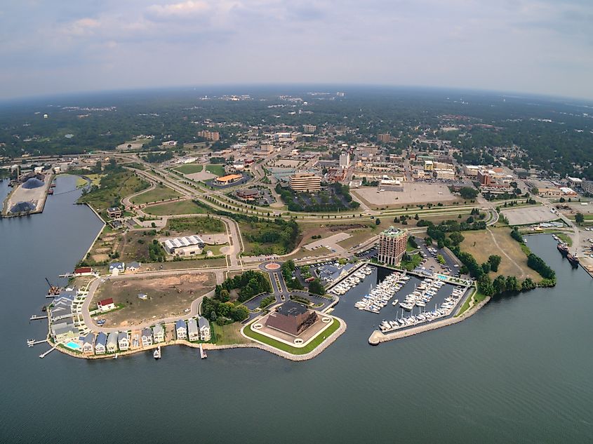 Aerial view of Muskegon, Michigan.