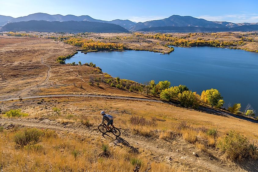 A sunny autumn day at Bear Creek Lake Park, Denver-Lakewood, Colorado