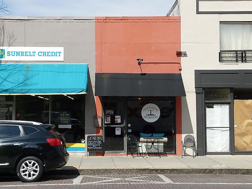 Old Towne Nutrition on Jackson Street in downtown Thomasville, Georgia.