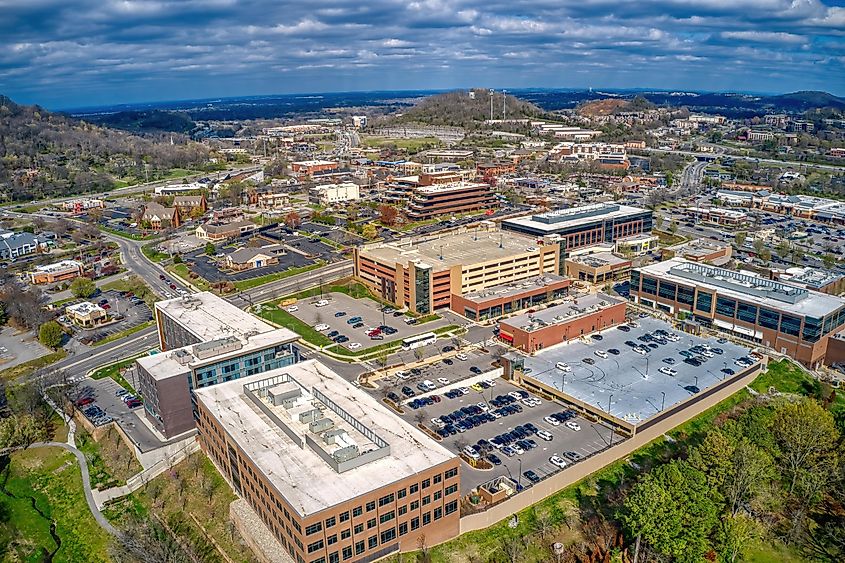 Aerial view of the Nashville suburb of Brentwood, Tennessee.